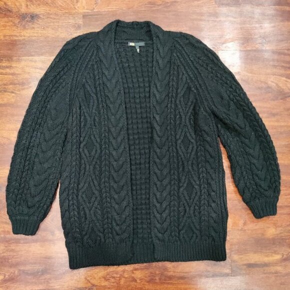 Maje made in Italy Womens Black Cable Knit Cardigan Sweater L - Picture 2 of 11